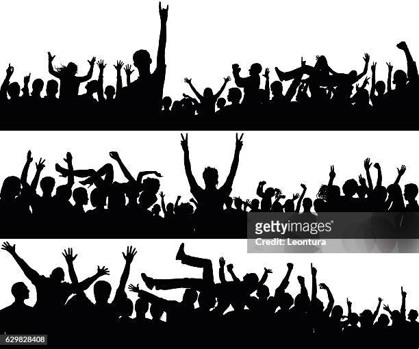 stockillustraties, clipart, cartoons en iconen met crowd (all complete people, a clipping path hides the legs) - rock on