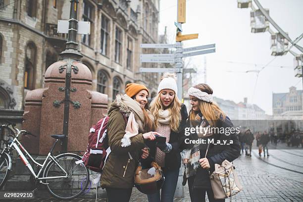 exploring europe with my best friends - ghent belgium stock pictures, royalty-free photos & images