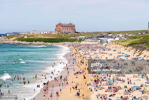 fistral beach, newquay, cornwall - newquay stock pictures, royalty-free photos & images