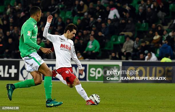 Nancy's French midfielder Vincent Marchetti kicks the ball during the French League Cup football match between Saint-Etienne and Nancy , on December...
