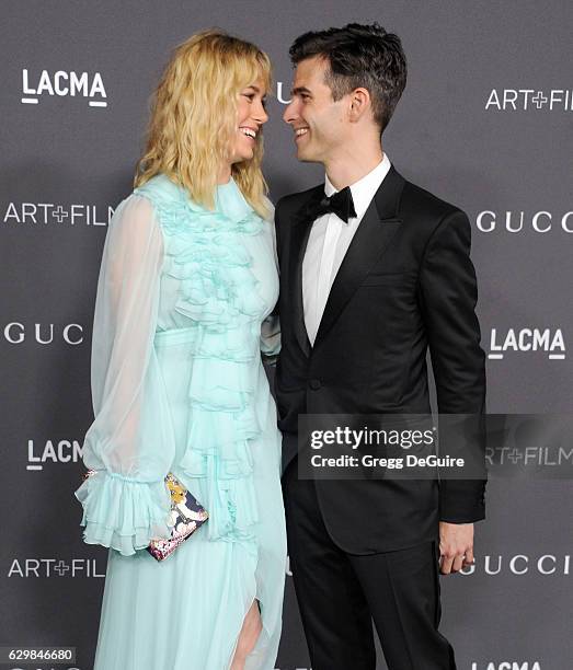 Actress Brie Larson, wearing Gucci, and recording artist Alex Greenwald arrive at the 2016 LACMA Art + Film Gala Honoring Robert Irwin And Kathryn...