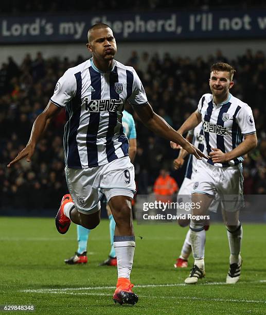 Jose Salomon Rondon of West Bromwich Albion celebrates scoring his sides first goal during the Premier League match between West Bromwich Albion and...