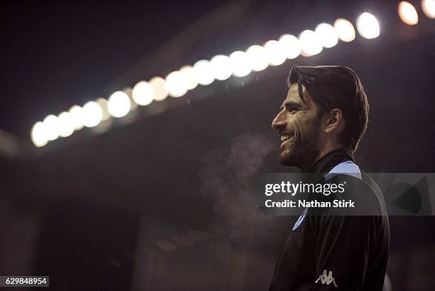 Jordi Gomez of Wigan Athletic looks on before the Sky Bet Championship match between Wigan Athletic and Newcastle United at DW Stadium on December...