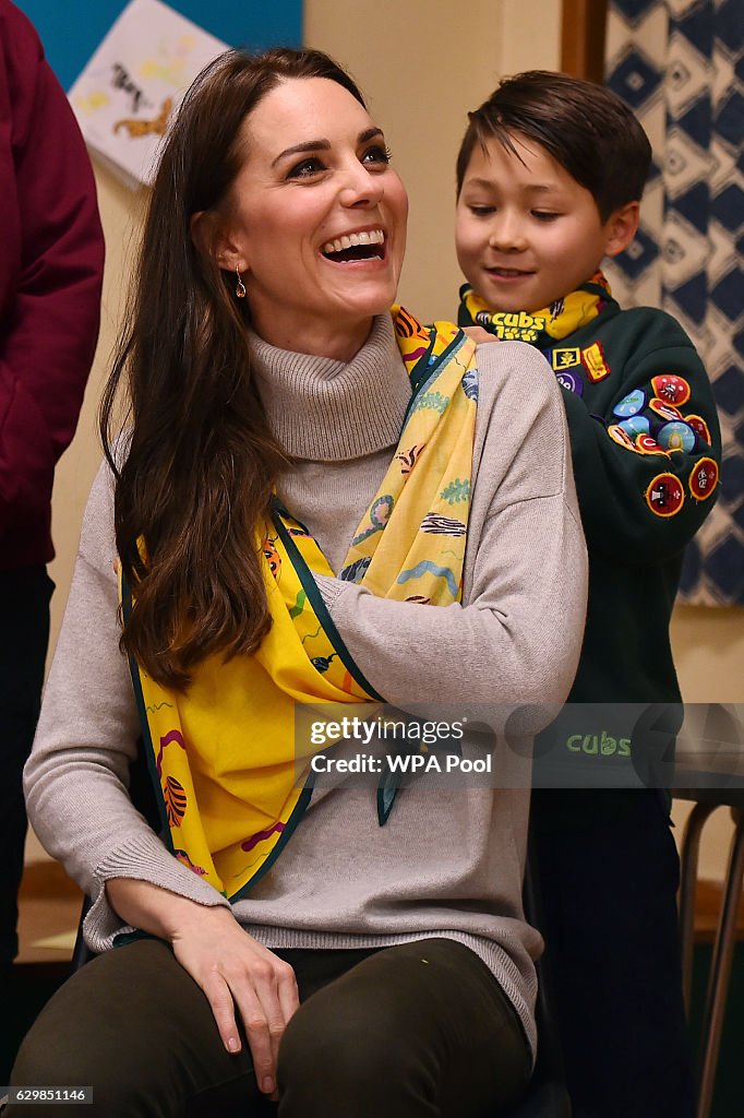 The Duchess Of Cambridge Attends A Cub Scout Pack Meeting To Celebrate 100 Years Of Cubs