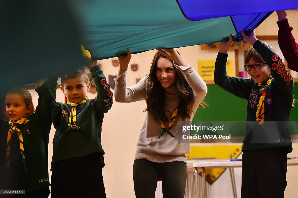 The Duchess Of Cambridge Attends A Cub Scout Pack Meeting To Celebrate 100 Years Of Cubs