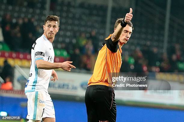 Referee Jonathan Lardot during the Croky Cup quarter final match between KV Oostende and KAA Gent on December 14, 2016 in Oostende, Belgium, 14/12/16