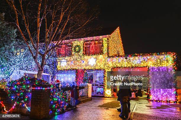 Christmas lights and decorations at a house in Tallagh, Dublin, Ireland, on 13 December 2016.