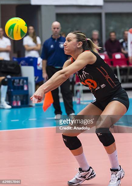 Jordan Quinn Larson of Eczacibasi VitrA in action during the Volleyball European Champions League, Group D match between Dresdner SC and Eczacibasi...