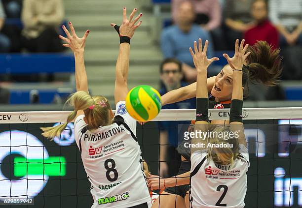 Atiana Kosheleva of Eczacibasi VitrA in action during the Volleyball European Champions League, Group D match between Dresdner SC and Eczacibasi...