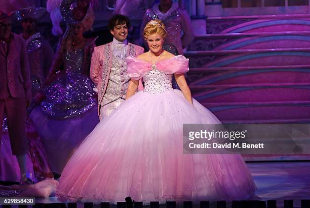 Lee Mead and Natasha J Barnes attend the Opening Night performance of "Cinderella" at London Palladium on December 14, 2016 in London, England.