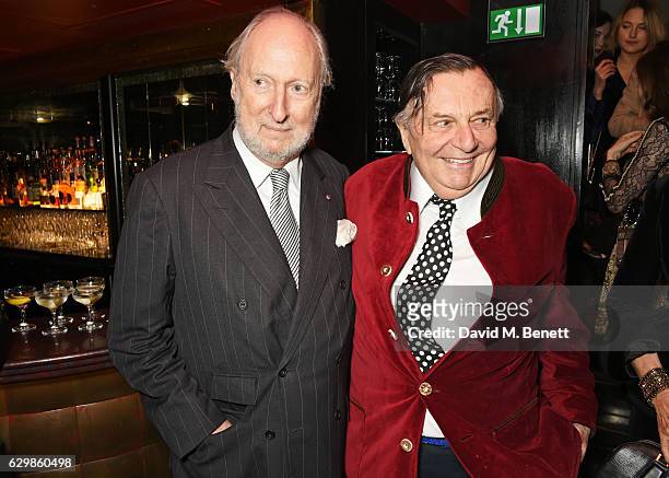 Ed Victor and Barry Humphries attend a reception in honour of "La La Land" with Damien Chazelle, Emma Stone and Justin Hurwitz at The Arts Club on...