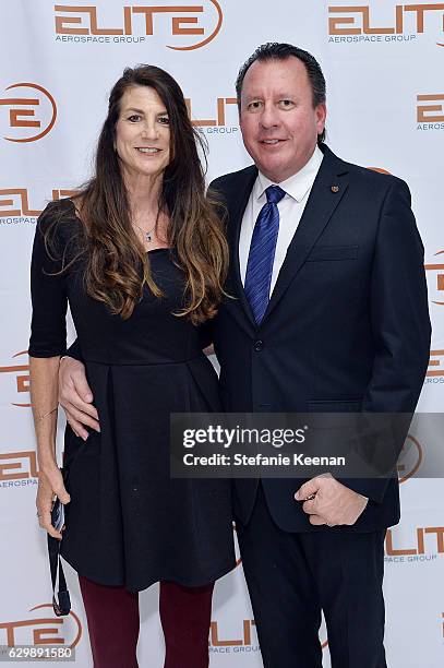 Lisa Peterson and Craig Peterson attend Elite Aerospace Group 3rd Annual Aerospace & Defense Symposium at Lyon Air Museum on December 14, 2016 in...