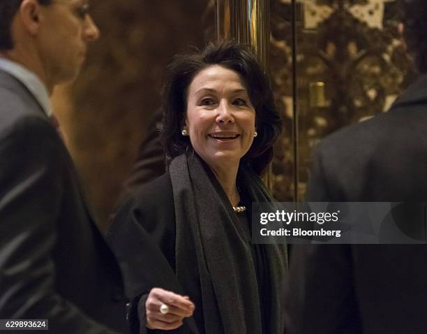 Safra Catz, co-chief executive officer of Oracle Corp., center, arrives at Trump Tower in New York, U.S., on Wednesday, Dec. 14, 2016. Technology...