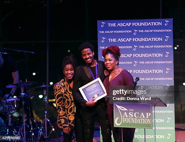 Nicole Ashford, Charles Duke and Asia Ashford attend the 2016 ASCAP Foundation Honors at Frederick P. Rose Hall, Jazz at Lincoln Center on December...