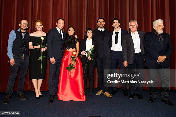 Milan Peschel, Nik Xhelilaj, Iazua Larios, Marie Versini, Wotan Wilke Moehring, director Philipp Stoezel, Gojko Mitic and Mario Adorf attend the...