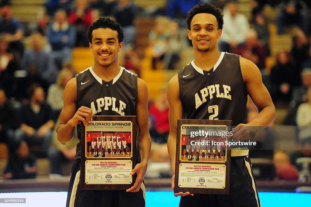 Apple Vally Eagles guards Gary Trent Jr, right, and Tre Jones pose