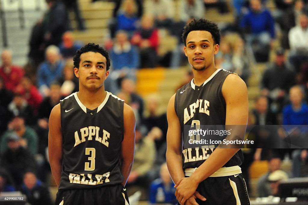 Apple Valley Eagles guards Tre Jones and Gary Trent Jr. await a
