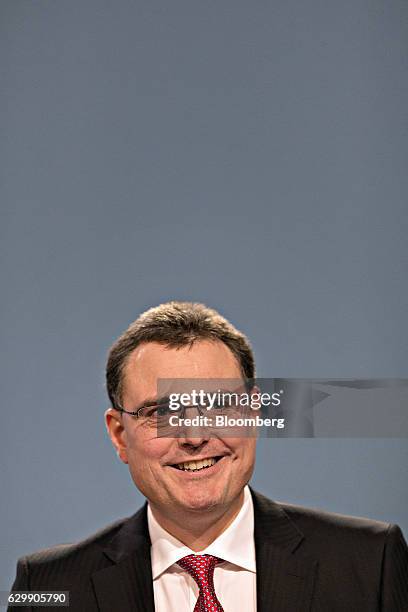 Thomas Jordan, president of the Swiss National Bank , reacts during the bank's rate announcement news conference in Bern, Switzerland, on Thursday,...