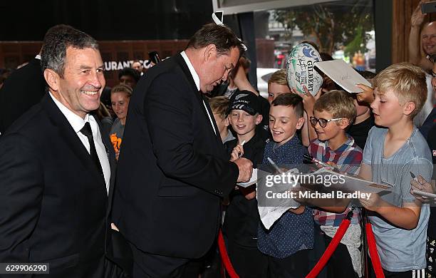 All Black coaches Wayne Smith and Steve Hansen attend the ASB New Zealand Rugby Awards at SkyCity Convention Centre on December 15, 2016 in Auckland,...