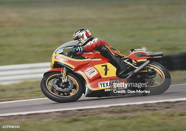 Barry Sheene of Great Britain rides the Yamaha YZR 500 during the German motorcycle Grand Prix on 6 May 1979 at the Hockenheimring circuit in...