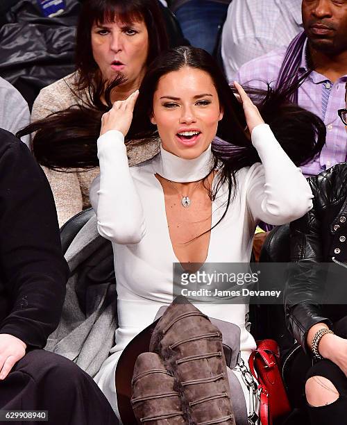 Adriana Lima attends Brooklyn Nets vs Los Angeles Lakers game at Barclays Center on December 14, 2016 in New York City.