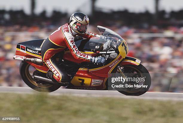 Barry Sheene of Great Britain rides the Yamaha YZR 500 during the German motorcycle Grand Prix on 6 May 1979 at the Hockenheimring circuit in...