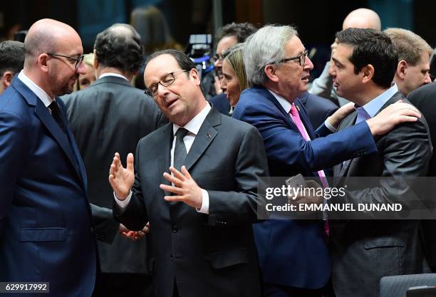 Belgian Prime Minister Charles Michel , French President Francois Hollande , European Commission President Jean-Claude Juncker and Greek Prime...