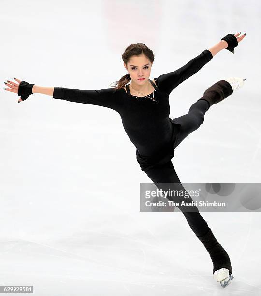 Evgenia Medvedeva of Russia in action during a practice session prior to competing in the Senior Ladies Singles Free Skating during day three of the...