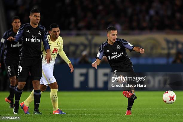 Lucas Vazquez of Real Madrid in action during the FIFA Club World Cup Semi Final match between Club America and Real Madrid at International Stadium...