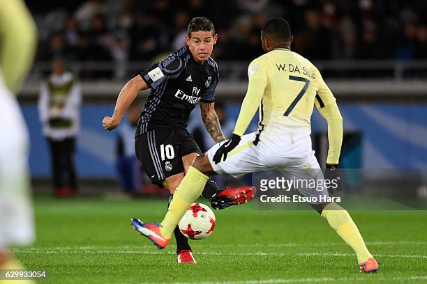 James Rodriguez of Real Madrid in action during the FIFA Club World Cup Semi Final match between Club America and Real Madrid at International...