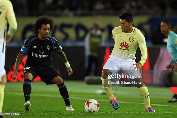 Silvio Romero of Club America in action during the FIFA Club World Cup Semi Final match between Club America and Real Madrid at International Stadium...