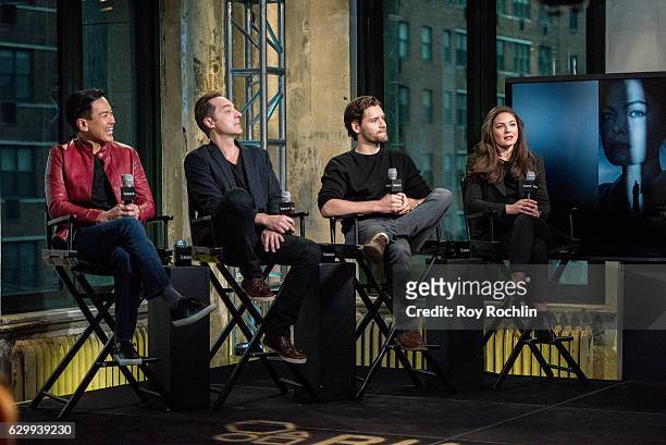 Actors Joel de la Fuente, Brennan Brown, Luke Kleintank and Alexa Davalos discusses "The Man In The High Castle" with The Build Series at AOL HQ on...