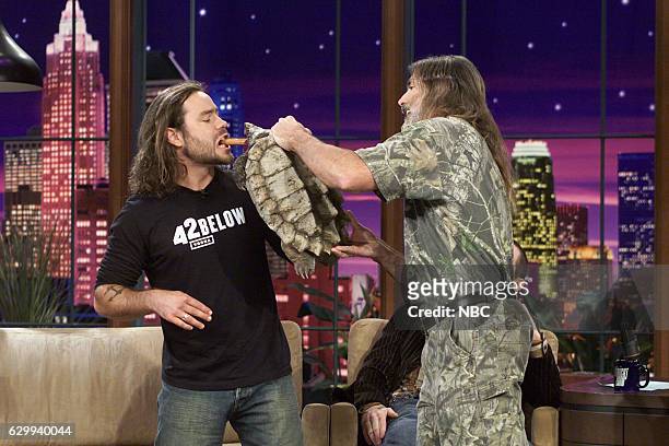 Episode 2809 -- Pictured: Comedian Chris Pontius and an animal trainer during an interview on November 5, 2004 --