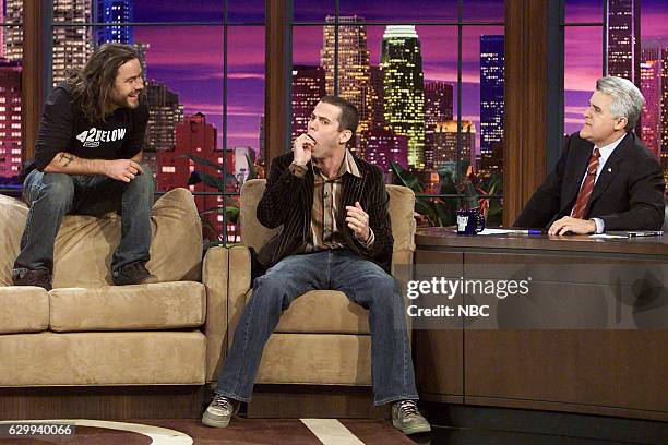 Episode 2809 -- Pictured: Comedians Chris Pontius and Steve-Oduring an interview with host Jay Leno on November 5, 2004 --