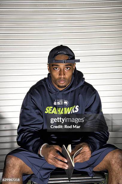 Portrait of Seattle Seahawks wide receiver Doug Baldwin posing casual during photo shoot at Virginia Mason Athletic Center. Renton, WA 12/8/2016...