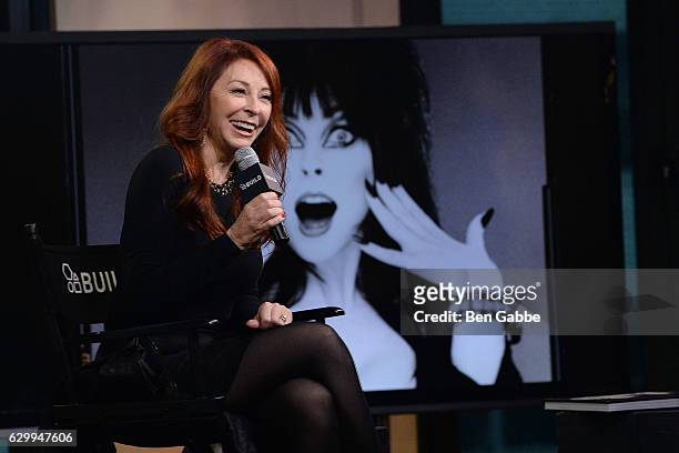 Actress Cassandra Peterson attends AOL BUILD to discuss her iconic character, Elvira at AOL HQ on December 15, 2016 in New York City.