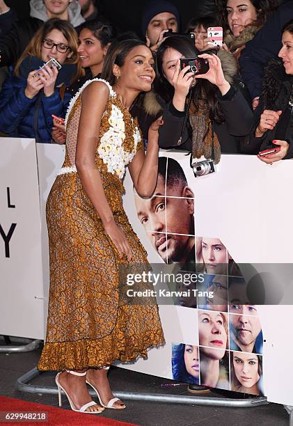 Naomie Harris attends the European Premiere of "Collateral Beauty" at Vue Leicester Square on December 15, 2016 in London, England.