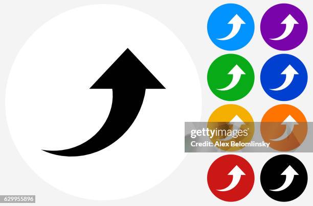 arrow up icon on flat color circle buttons - up arrow stock illustrations