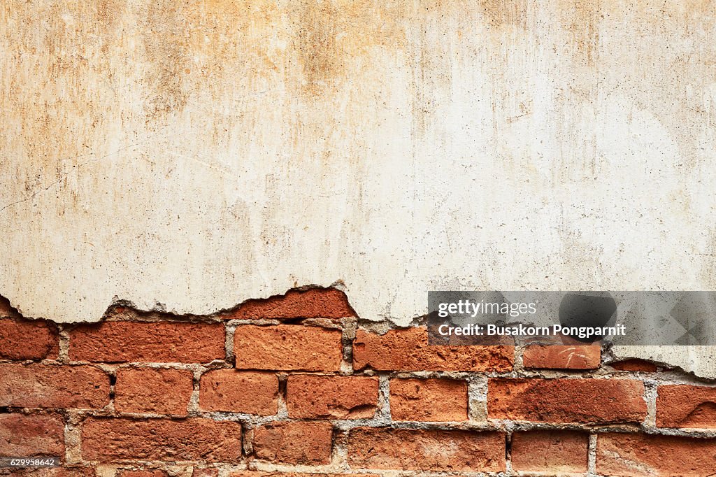 Moldy brick wall background, Worn brick wall, old wall background