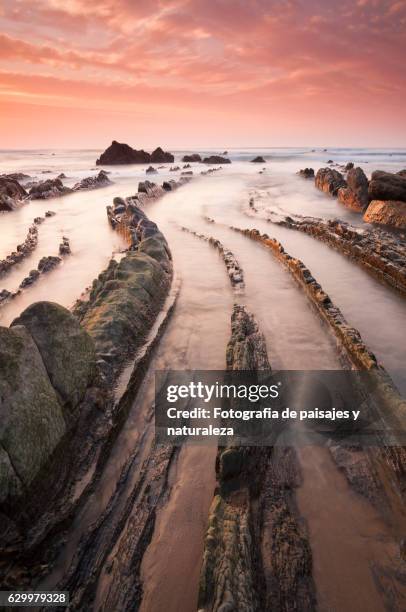 sunset in barrika beach - paisajes stock pictures, royalty-free photos & images