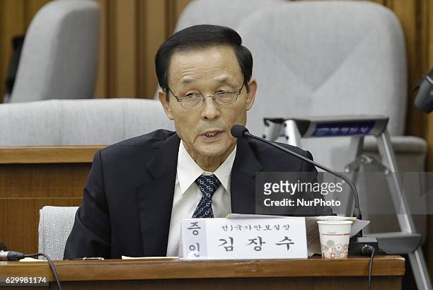 Kim Jang Soo of National Security Department Head answer from lawmaker question during the 3th Parliament hearing about President scandal at National...