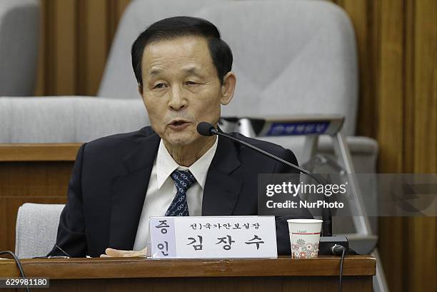 Kim Jang Soo of National Security Department Head answer from lawmaker question during the 3th Parliament hearing about President scandal at National...