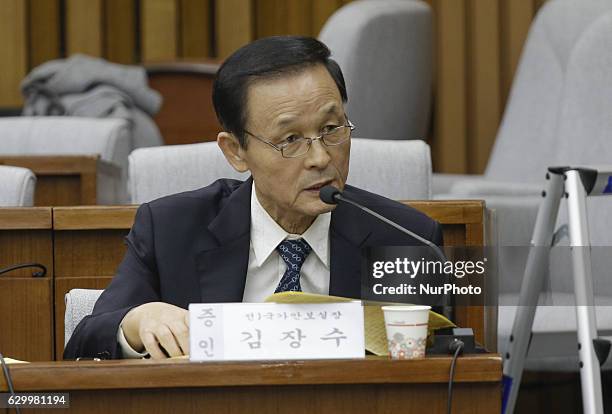 Kim Jang Soo of National Security Department Head answer from lawmaker question during the 3th Parliament hearing about President scandal at National...