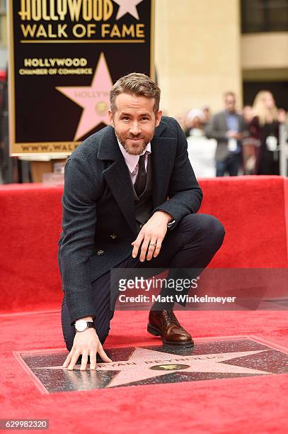 Actor Ryan Reynolds attends a ceremony honoring him with a star on the Hollywood Walk of Fame on December 15, 2016 in Hollywood, California.