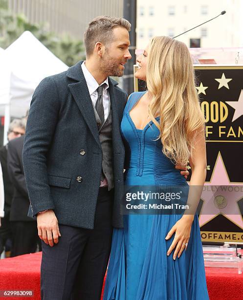 Ryan Reynolds and Blake Lively attend the ceremony honoring actor Ryan Reynolds with a Star on The Hollywood Walk of Fame held on December 15, 2016...