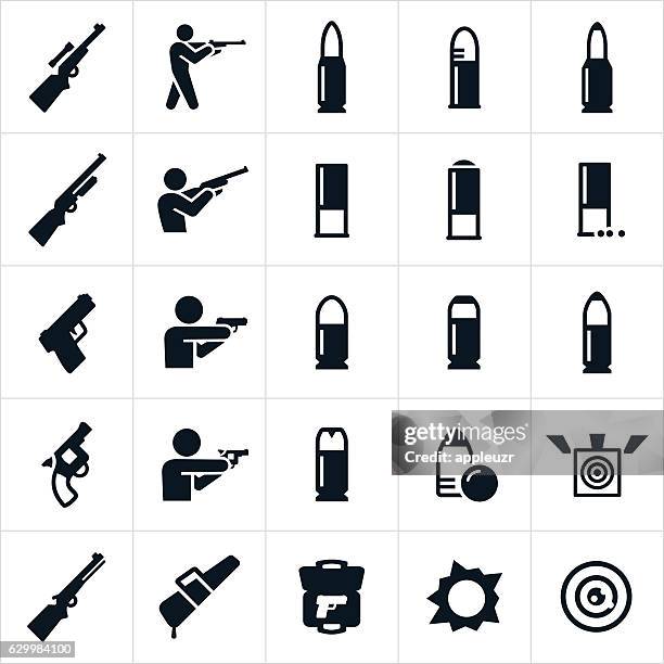 ilustrações, clipart, desenhos animados e ícones de ícones de armas de fogo e munições - rifle