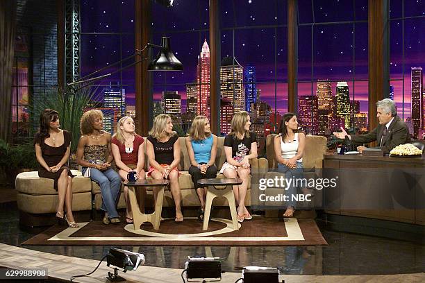 Episode 2767 -- Pictured: Actress Reese Witherspoon with the 2004 U.S. Woman's gymnastic team Annia Hatch, Courtney McCool, Terin Humphrey, Courtney...