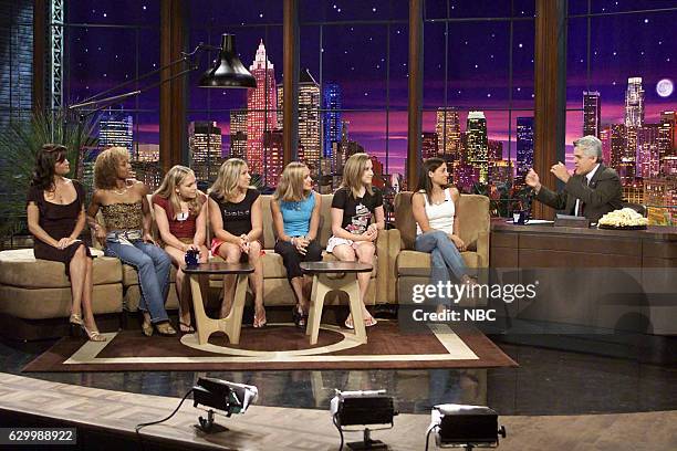 Episode 2767 -- Pictured: Actress Reese Witherspoon with the 2004 U.S. Woman's gymnastic team Annia Hatch, Courtney McCool, Terin Humphrey, Courtney...