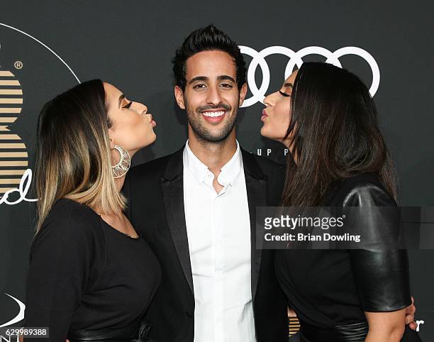 Lamiya Slimani, Sami Slimani, and Dounia Slimani arrive at the Place To B Influencer Award at Axel Springer Haus on December 15, 2016 in Berlin,...