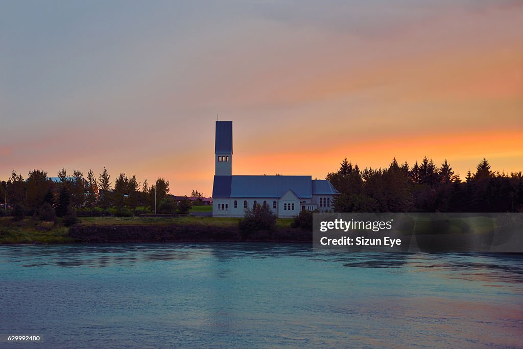 Selfosskirkja, the church at Selfoss town in south of Iceland.